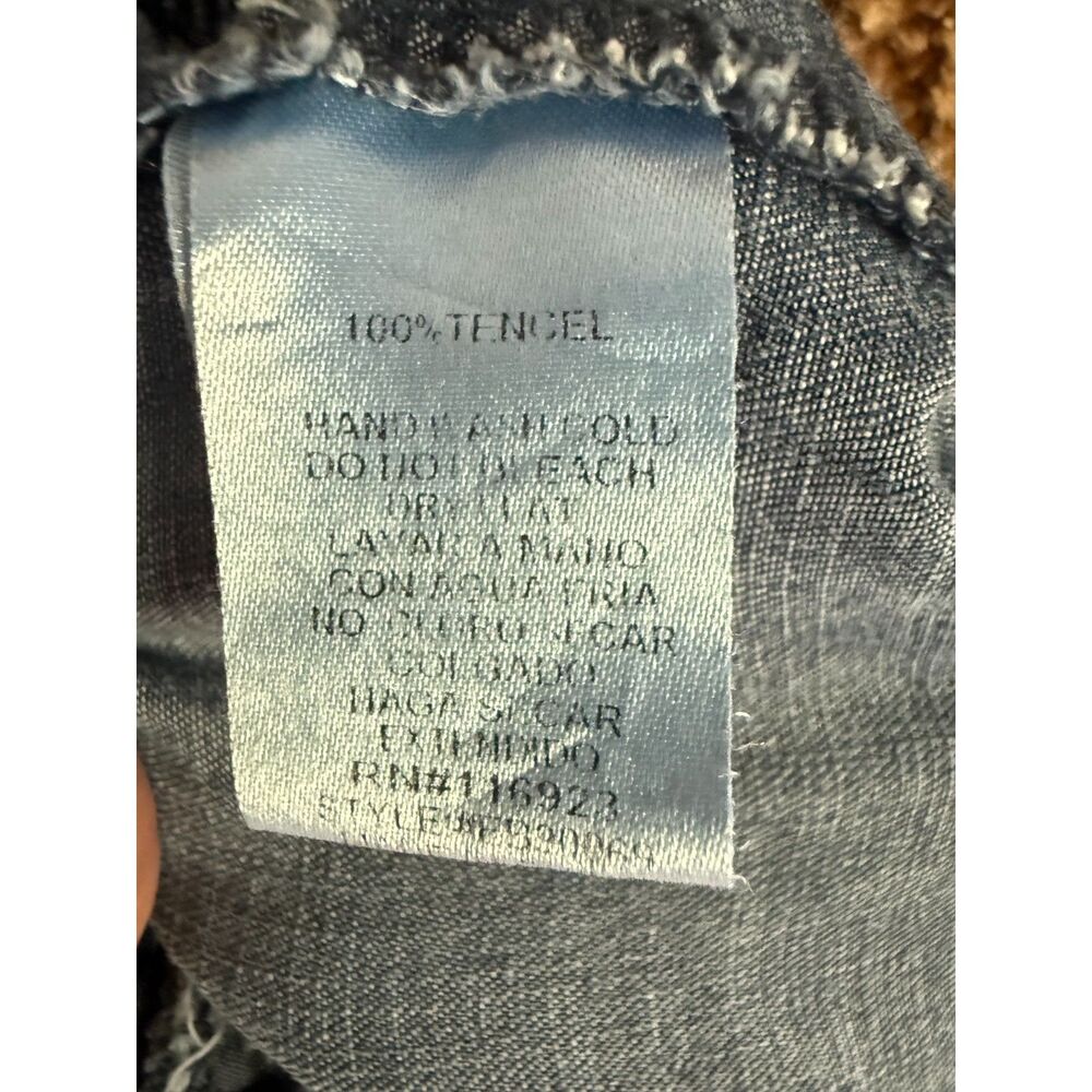 Easel Womens Large Wide Leg Boho Hippie Blue Denim Drawstring Stretch Pants - Picture 6 of 6